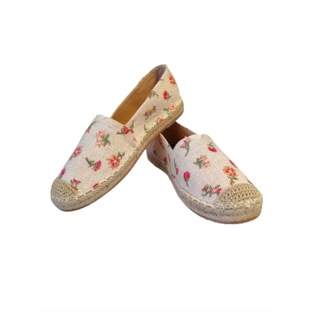 Top Moda Chaya Woven Pink Floral Slip On Espadrilles‎ Shoes SZ 7.5 NWOT